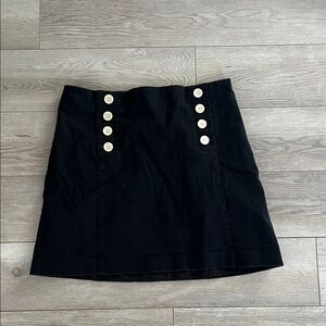 LOFT Black Mini Skirt with White Button Details! Super cute and stylish